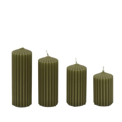 SET 4 CANDELE MOCCOLO RIGATE VERDE H.14